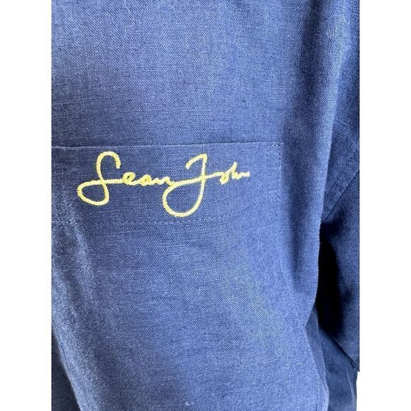 Cobalt Blue Sean John Linen Cotton Blend Button Down Shirt - Men's XL - Picture 2 of 11